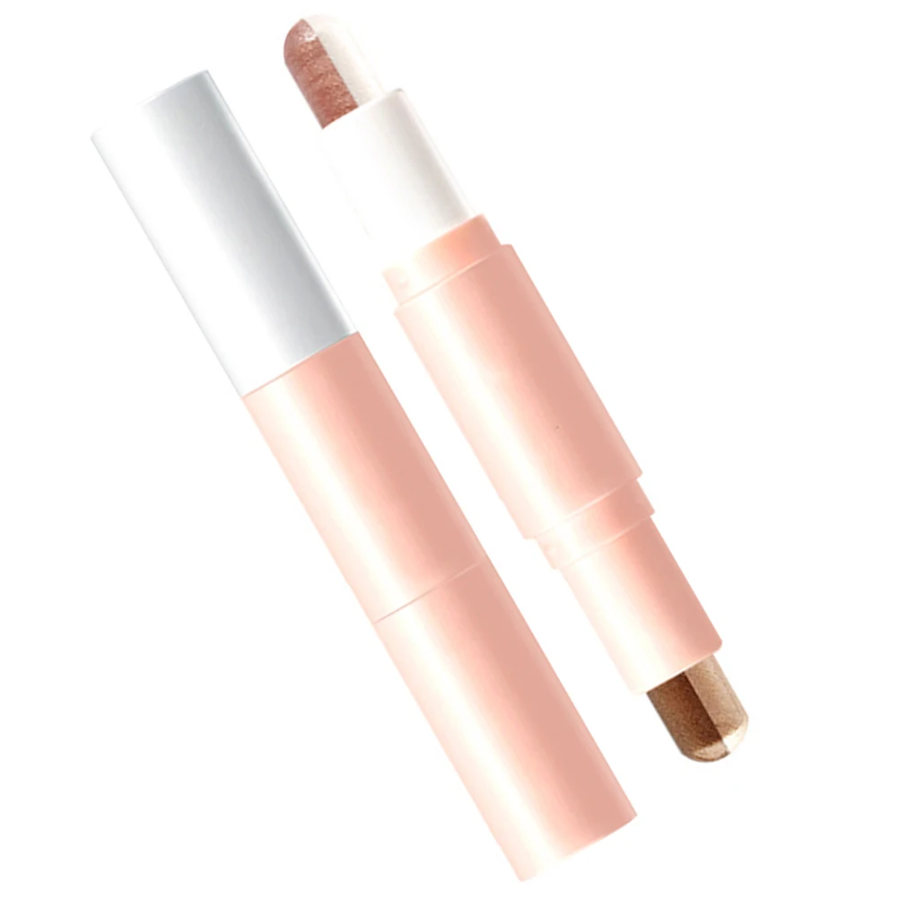 

2pcs Eye Shadow Stick Waterproof Shimmer Dual Color Long Wear Rotatable Design Makeup Tool Silver Glitter Plastic