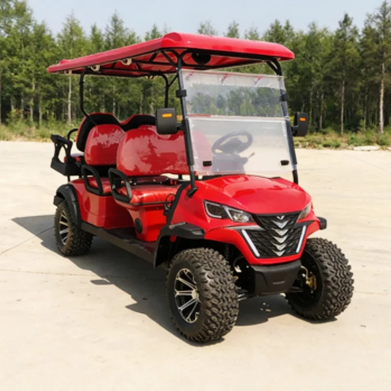 Electric Golf Cart Street Legal Golf Buggy With Folding Windshield With Sound Bar Off-Road Tires Front Bumper Seat With Headrest
