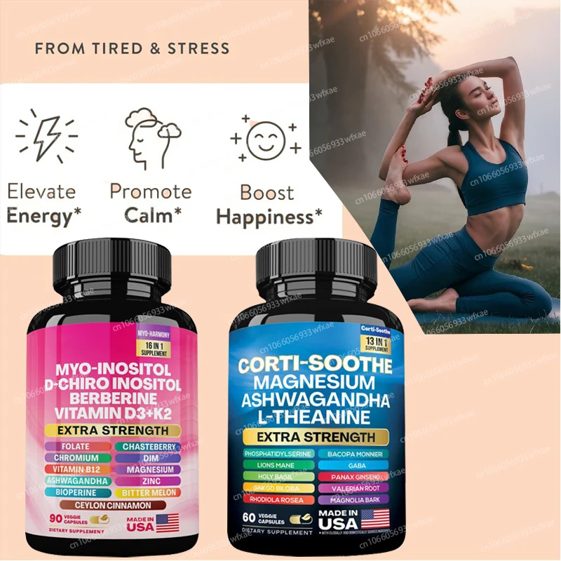 

Corti-Soothe Cortisol Supplement Sleep Support Adrenal Health Myo & D-Chiro Inositol Ovarian Function, Hormone Balance