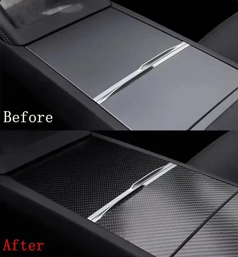 Voor Tesla Model Y Juniper 2025 Middenconsole Echte Koolstofvezel Hoogglanzend/Matte Paneel Beschermende Model 3 Koolstofvezel Patch