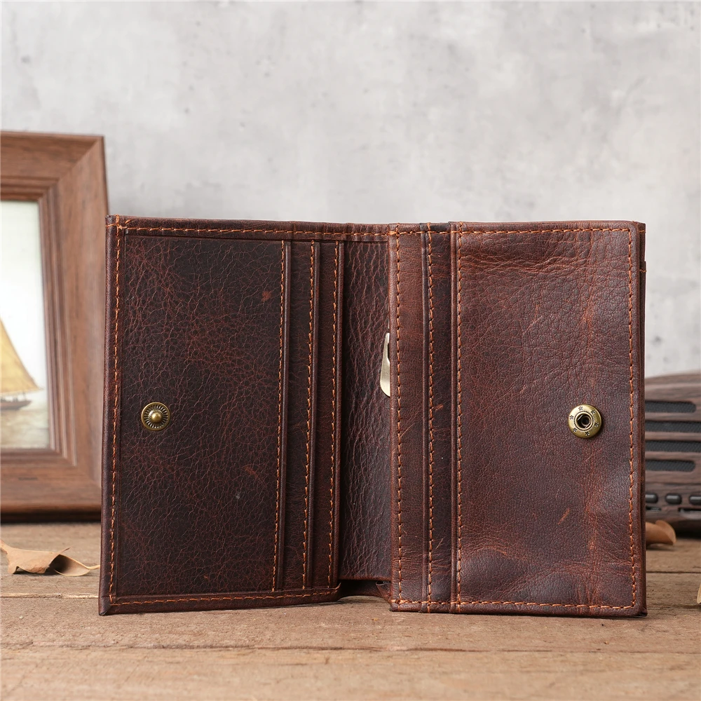 Classic Short Genuine Leather Men Wallets Fashion Coin Pocket Card Holder Men Purse Simple Quality Male Wallets Zipper Wallet