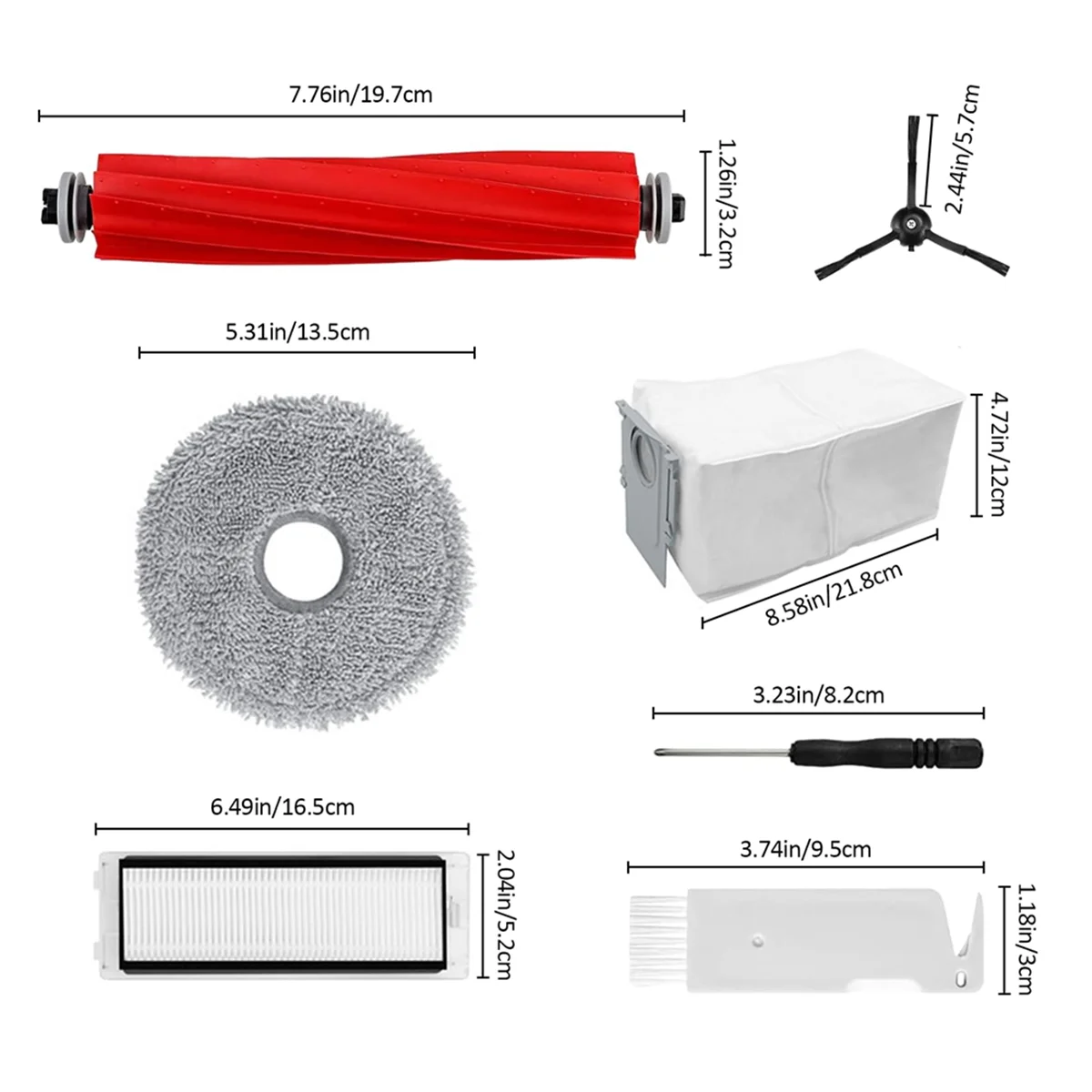 Zubehör für Roborock Q Revo, Ersatzteile Roboter Staubsauger Zubehörset, Haupt bürste, Tücher, Staubbeutel, Filter