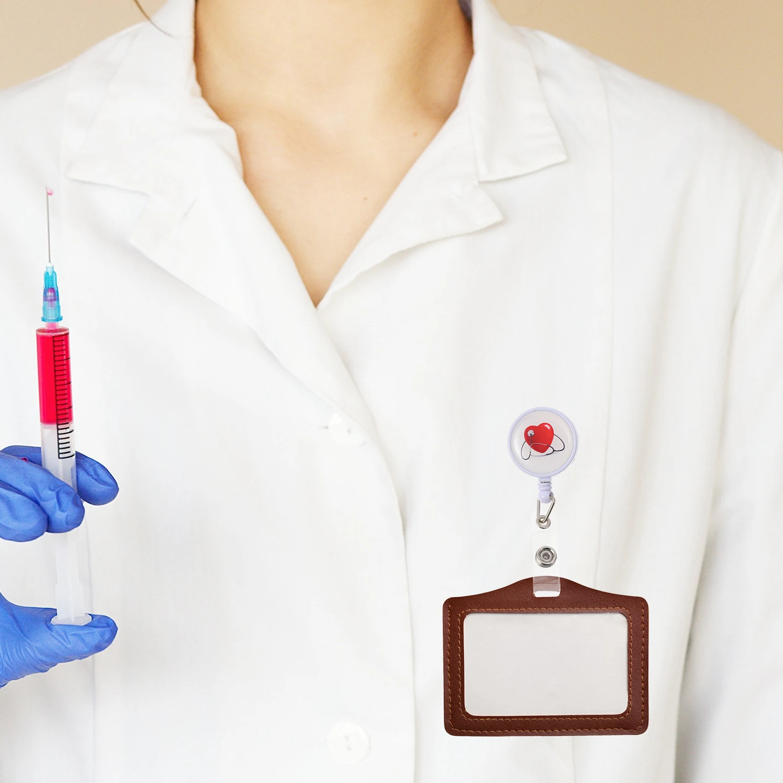 

HOODANCOS 2pcs Retractable Badge Holder Clip Portable Name for Nurse Uniform Card Fashionable