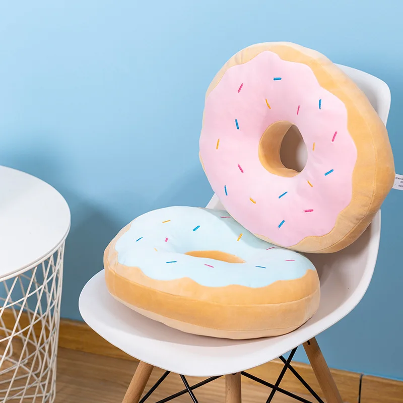 

Blue Chocolate Donut Cookie Plush Toy Office Lunch Break Waist Stuffed Plush Pillow Chair Cushion Plush Cute Donut Pillow