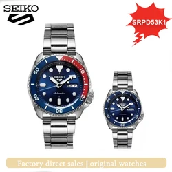 SEIKO-relógio automático de aço impermeável, relógio de pulso de quartzo masculino, redondo rotativo, original Seiko 5, série SRPD53K1, novo