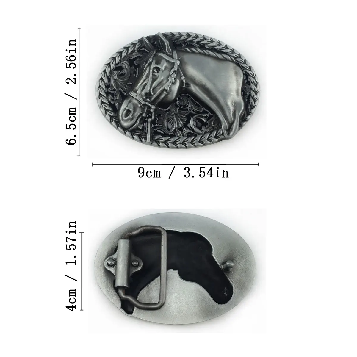 Retro Western Horse Head Belt Buckle Men Oval Rope Frame Floral Engraved Cowboy Belt Buckle for Leather Belt Dropshipping
