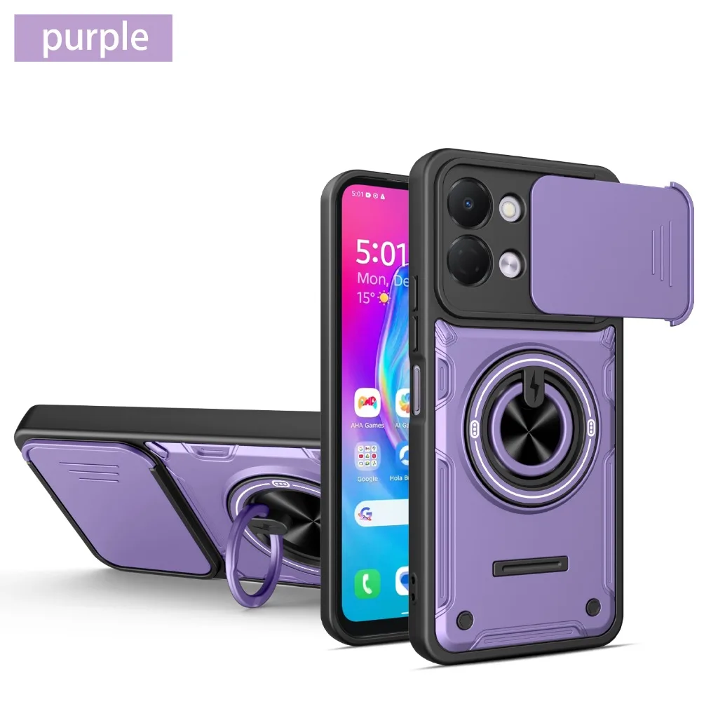 Slide Camera Lens Protector 360° Ring Holder Stand Phone Case for Tecno Spark 40C 40 Pro+ 20 Pop 20 9 8 Spark Go 3 2 1 2025 2024