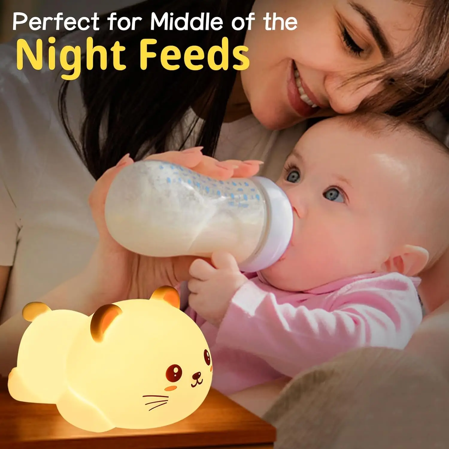 Led Cute Cat Silicone Night Light 8 Colors Usb Bedroom Bedside Lamp With Remote Timing Kids Gift Baby\'s Room Animal Nightlights