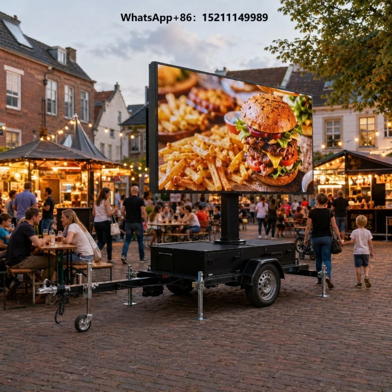 Foldable Trailer Mounted LED Screen Mobile Digital Billboard with Hydraulic Lift for Festivals Roadshows and Outdoor Advertising