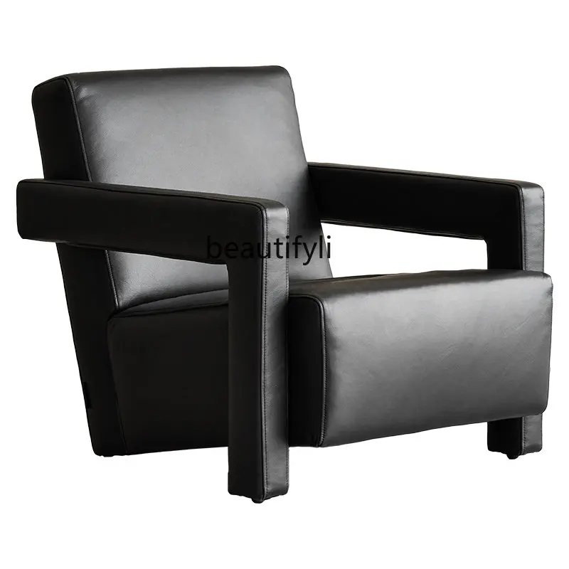 

Light Luxury Genuine Leather Single-Seat Sofa Chair Home Armchair Modern Minimalist Balcony Leisure Chair