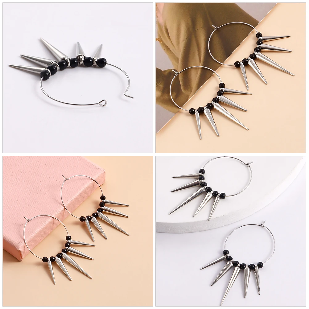 

1 Pair Big Circle Rivet Earrings Hoop Dangle Chunky Lightweight Alloy Statement Jewelry Unique Geometric Shape Spiked Costume