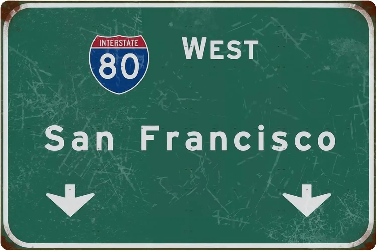Tin Sign Retro West San Francisco Intercontinental 80 Highway Sign Indication Sign Metal Sign Airport Highway Bar Club Wall Deco