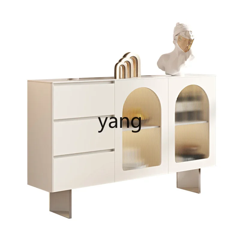 

LTT suspended wall-mounted dining side cabinet modern simple cream style solid wood extremely narrow ultra-thin entrance cabinet