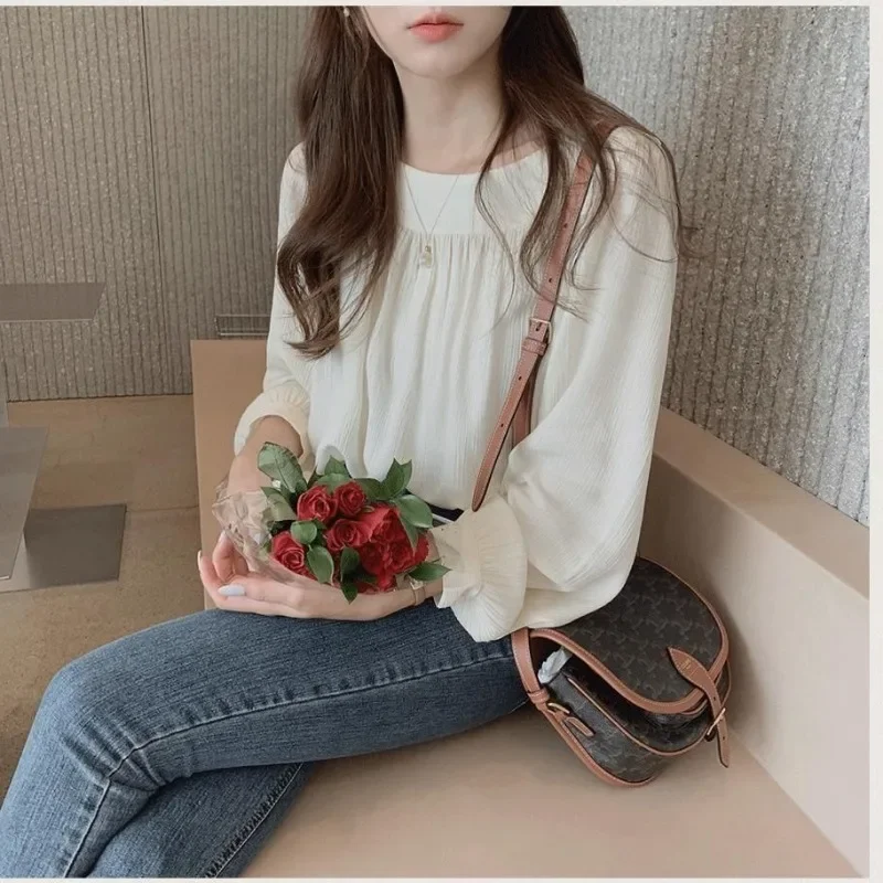 Simple White Shirts & Blouses For Women Crop Japanese Harajuku Fashion Woman Top Offer High Quality Clothing Trend 2024 Novelty