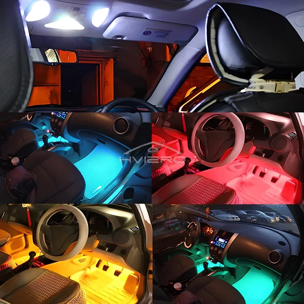 2X RGB 5050 6SMD Festoon Light Lights Car Led Automobile Auto Remote Control Colorful Reading Lamp Door Bulbs Double Pointed