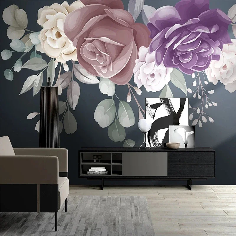 Custom Any Size Wall Cloth 3D Nordic Plant Flower Garden Murals Waterproof Living Room Sofa Background Papel De Parede обои