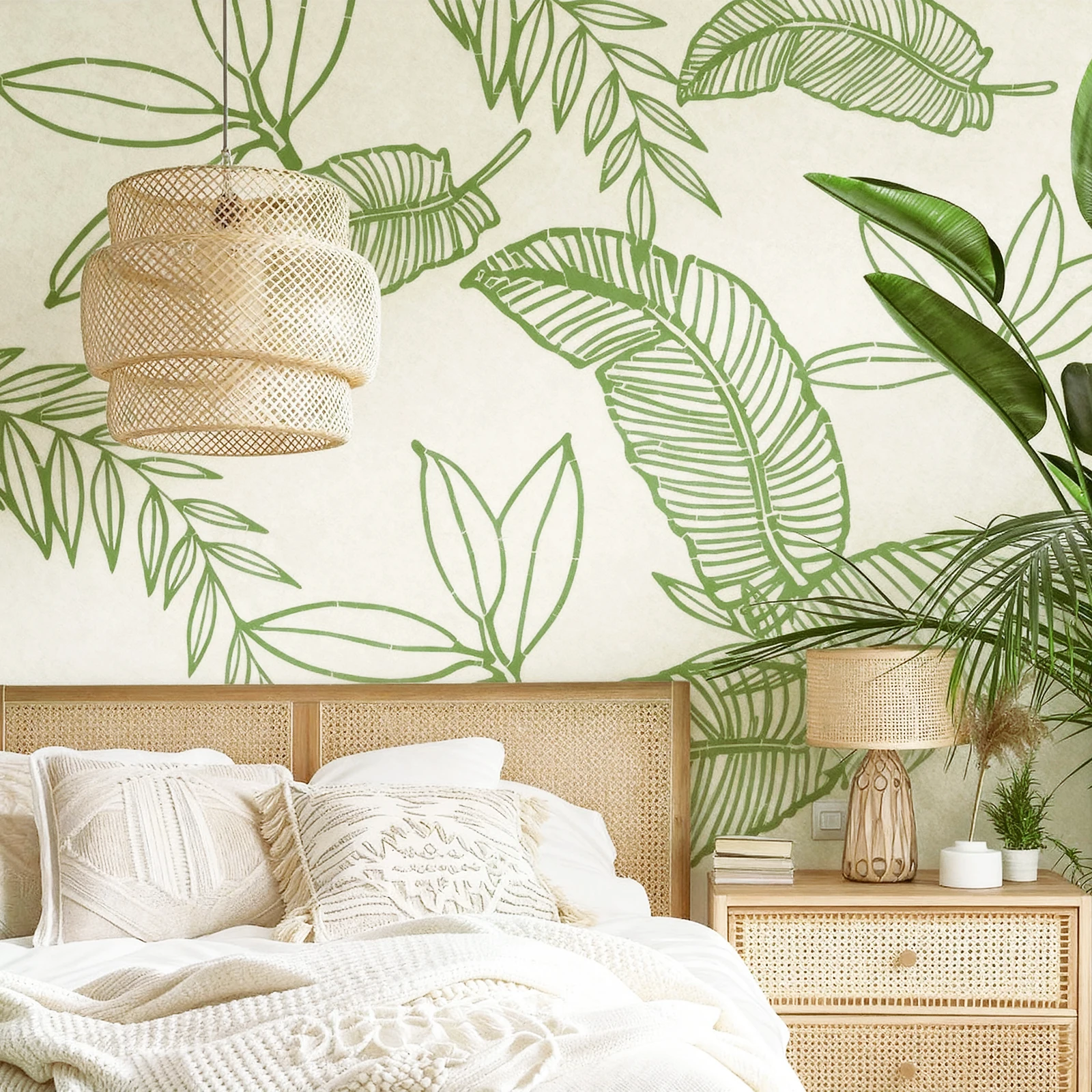 

Большой настенный трафарет 58-97 см, линейный контур банана, художественный декор, тропический шаблон для рисования, текстурированная функция, стены