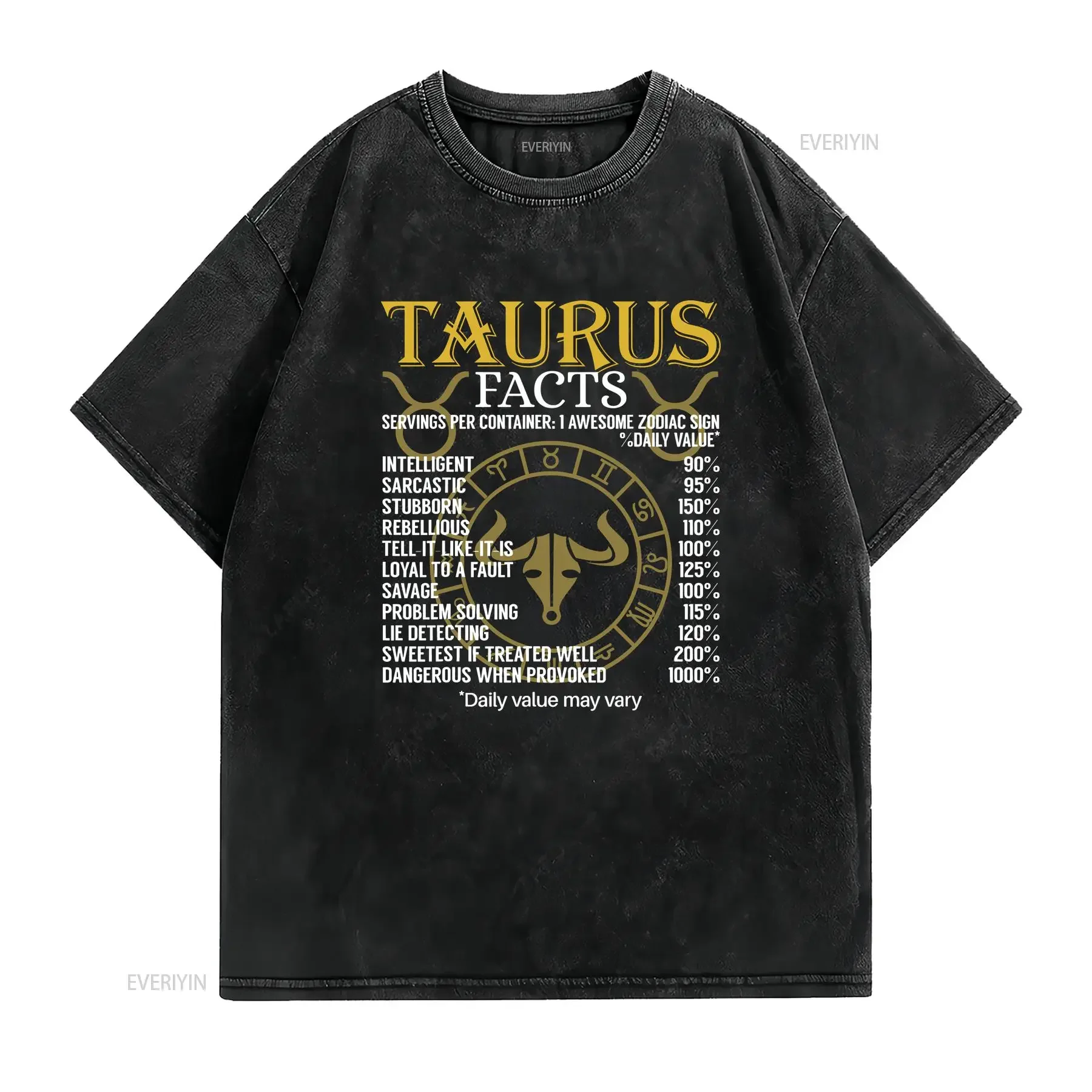 NEW LIMITED Taurus Facts Zodiac Sign T Shirt vintage Washed Soft Versatile streetwear designer clothes Top For Everyday Wear