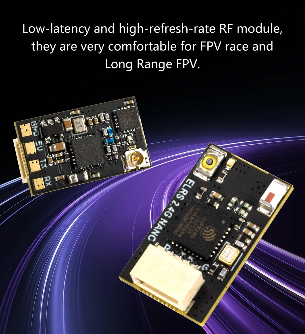 Receptor 9IMOD de 2,4 GHz, receptor ExpressLRS, receptor de antena T de 2,4 GHz, módulo RF de baja latencia y alta tasa de recarga, Nano receptor