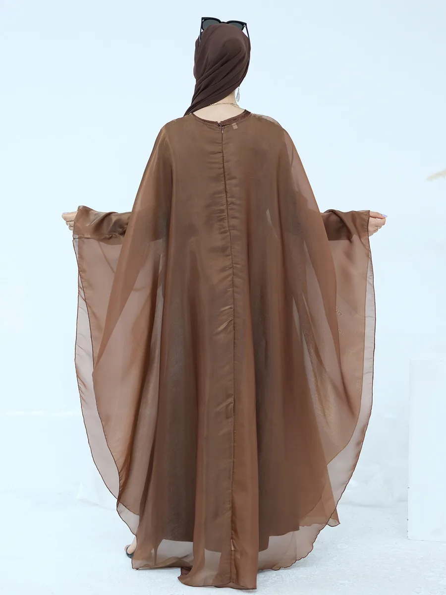 Mulheres muçulmanas dubai abaya conjunto de duas peças luxo mancha hijab vestido longo kaftan modesto ramadan robe femme islam conjunto de roupas kebaya