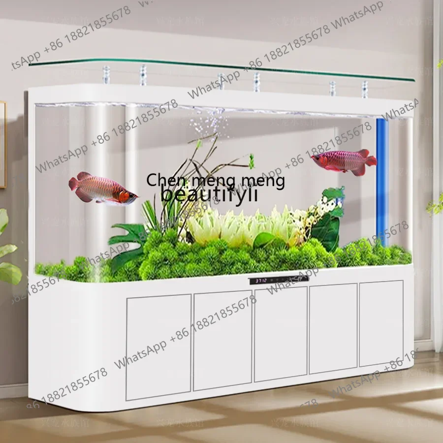 

GG Super large fish tank living room against the wall bottom filter floor company integrated molding ecology