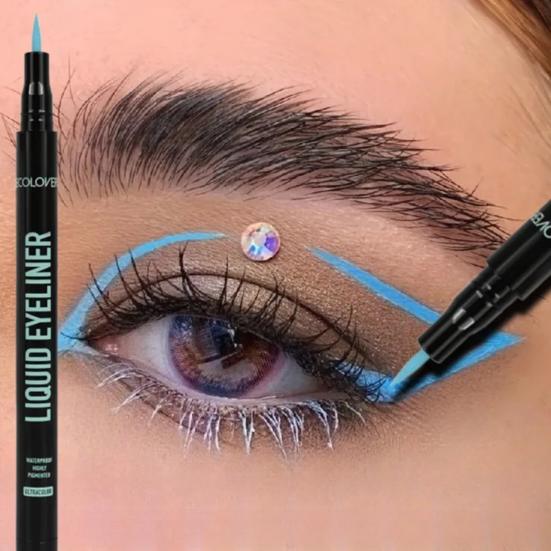 カラフルなアイライナー液体ペンマット滑らかな速乾性防水超薄型着やすいアイライナー非汚れ美容メイク