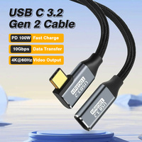 PD 100W USB C to 90° Type C Fast Charger 4K@60Hz HD Adapter Cable For Samsung Huawei Xiaomi MacBook POCO USB 3.2 data cable