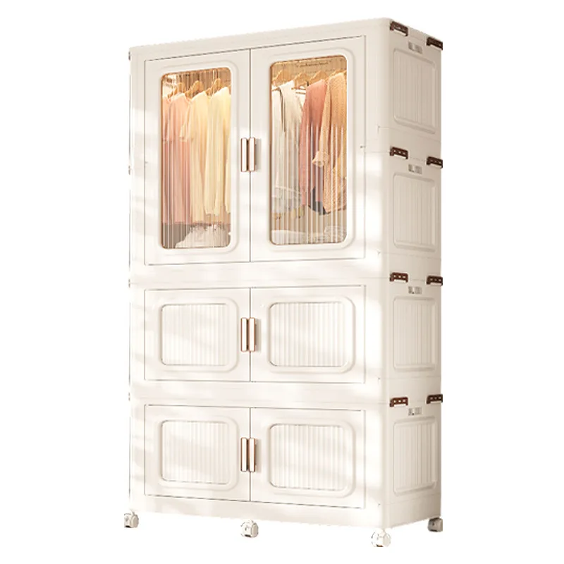 HYS Storage Cabinet Folding Wardrobe Multi-layer Household Multifunctional Clothes Large Capacity Dust Locker