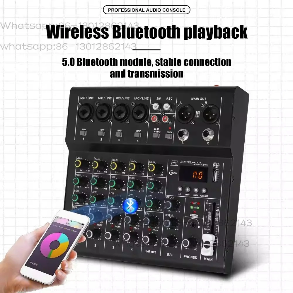 Bluetooth sound card small 4-way 6-way mixer professional stage live broadcast usb mini mixer