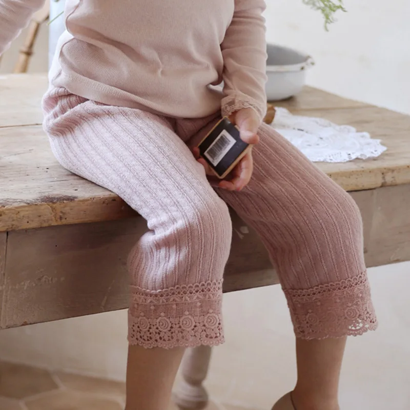 

Kids Pants Straight Leg Spring Korea Girls Lace Soft Comfort Loose Fitting Knitting Lace Childrens Clothing 2025