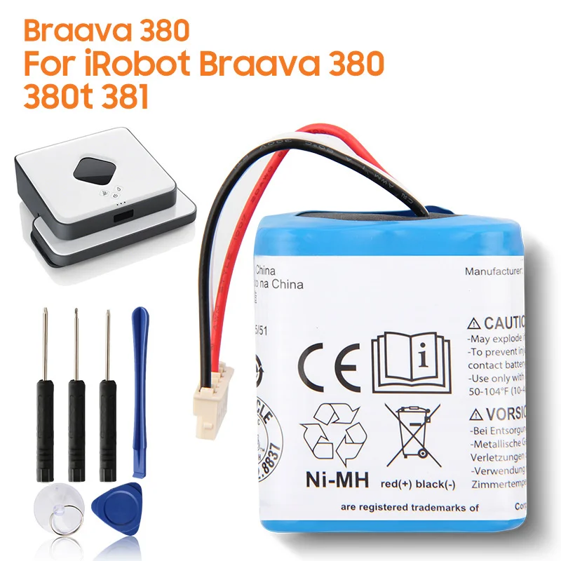 Replacement Battery For iRobot Braava 380 381 390t 380t MINT 5200C 5200 Rechargeable Battery 2000mAh