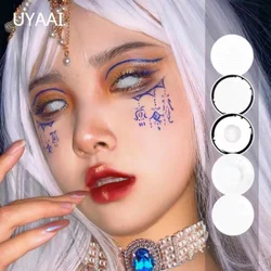 UYAAI-lentes de contacto blancas para pupilas, lentillas de Anime para Halloween, Cosplay, maquillaje, envío gratis, 2 unidades/1 par