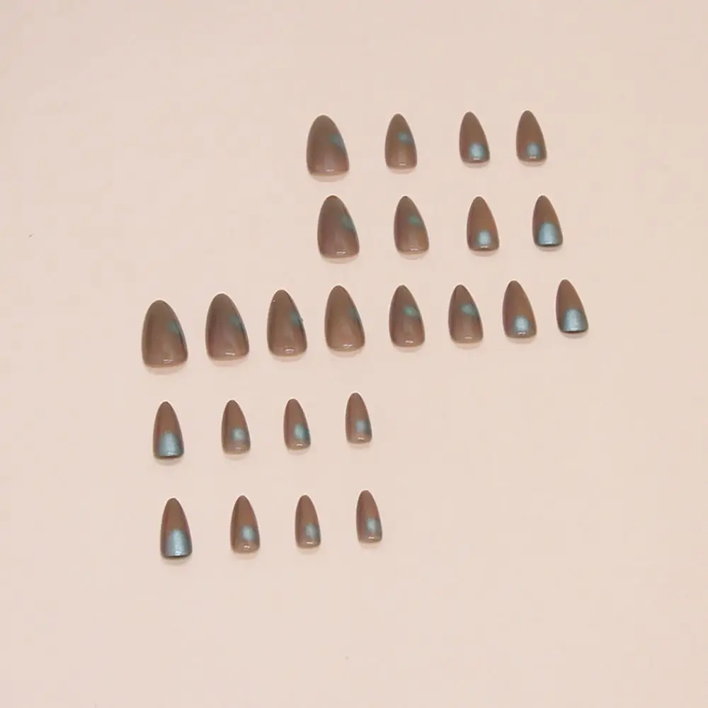 24 TEILE/SCHACHTEL Cat Eye Blume Liebe Falsche Nägel Französisch Gold Linien Glitter Gefälschte Nagel mit Gelee Aufkleber Aurora Blur Nagel Tipps