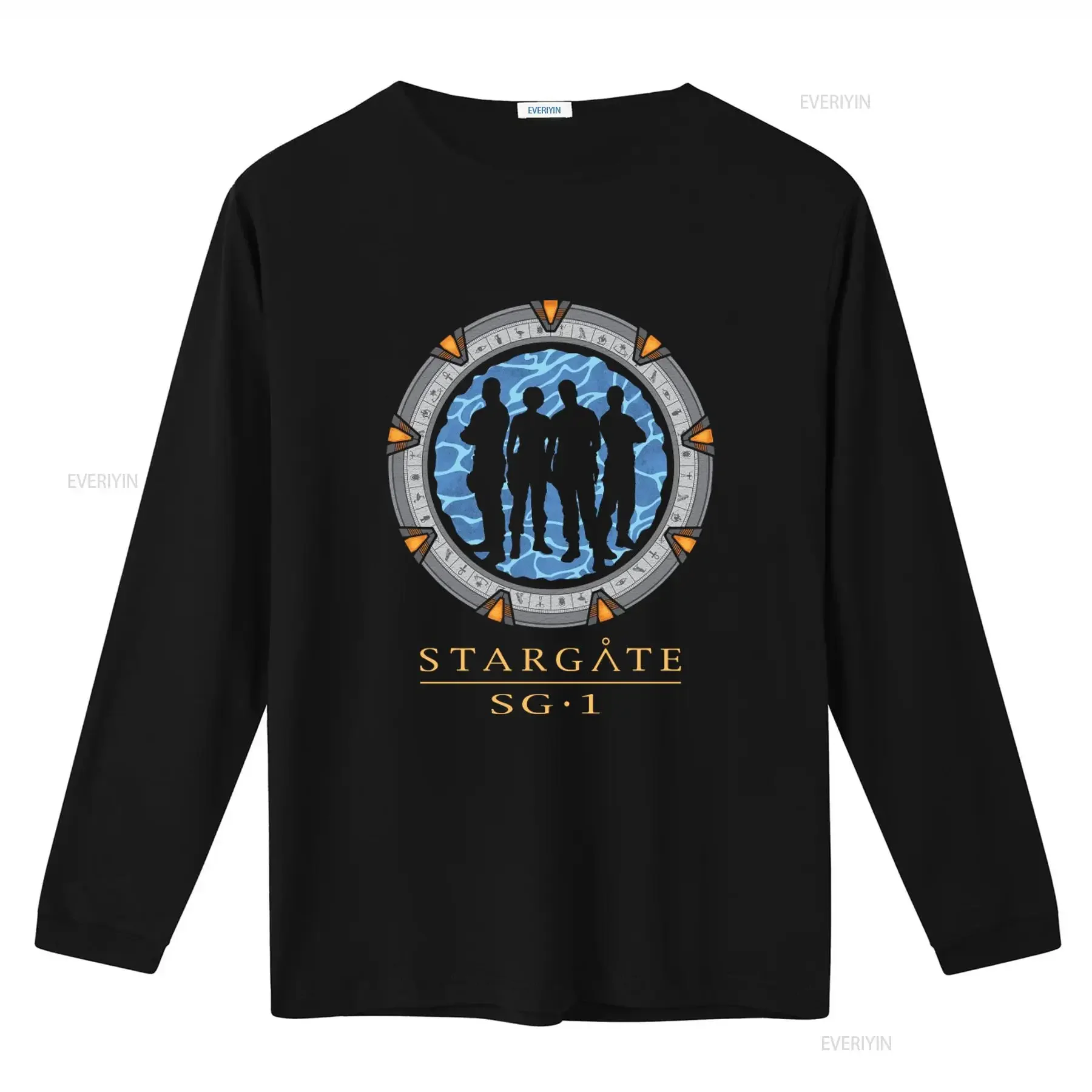 Stargate SG 1 Silhouette Teleport Men's Sci Fi T Shirt with Portal Gate Design from the Tv Show vintage Washed fashion Soft