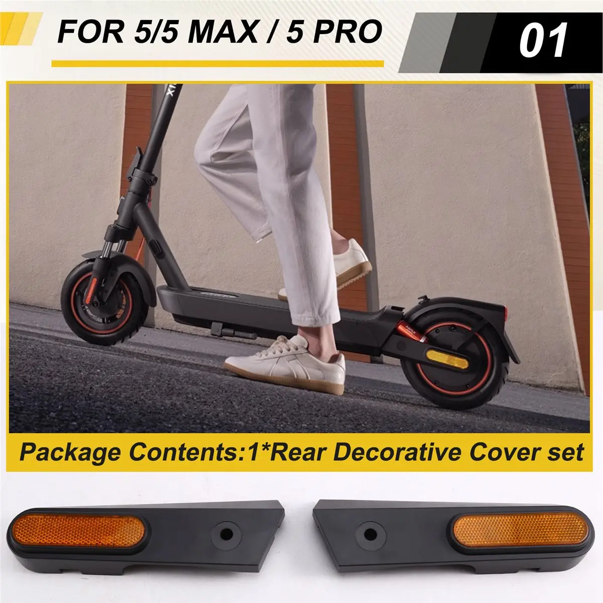 (X07A) Rear Left Right Trim Shell Reflective Stick Electric Scooter Parts Rear Protection Cover for Xiaomi 5/5 Max /5 Pro