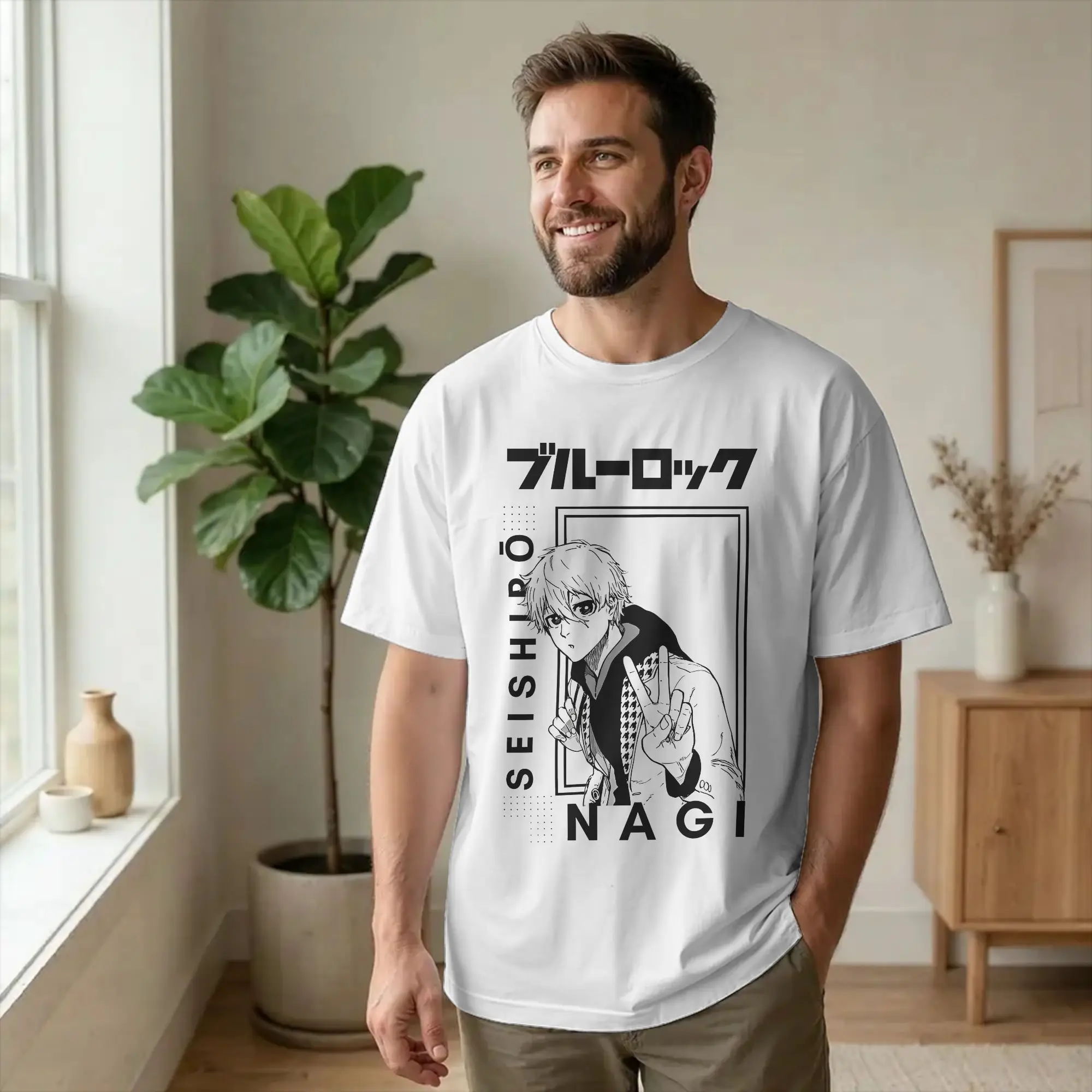 Men Women's Nagi Seishiro T Shirts Blues Locks Soccer Sports Anime Cotton Tops Vintage Short Sleeve Round Neck Tee Shirt