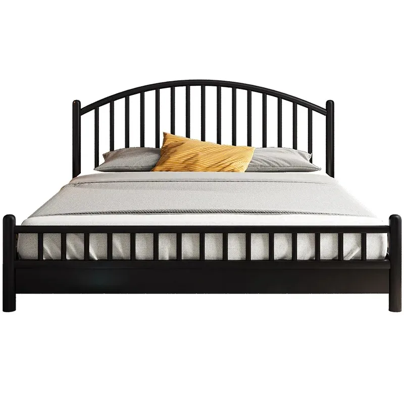 Nordic modern light luxury solid wood, second bedroom double bed, single black Windsor bed