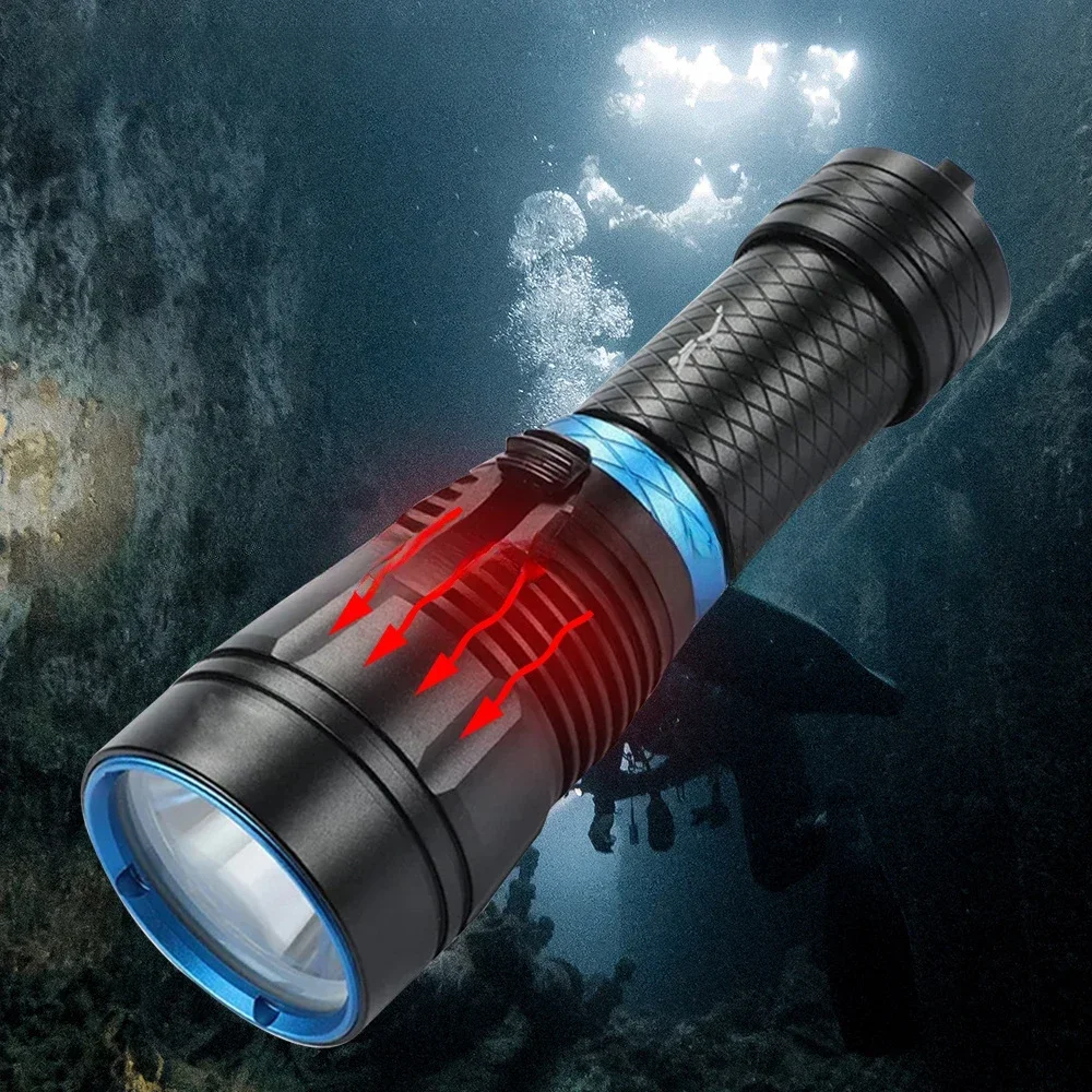 Imagem -02 - Lanterna Led de Mergulho High Lumens Torch para Esportes Subaquáticos Luz de Mergulho Impermeável