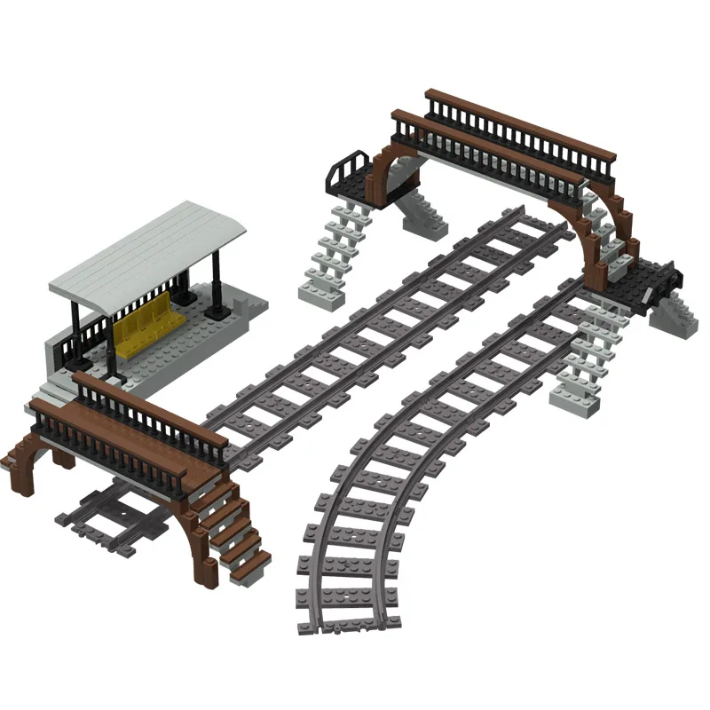 

Building Block Accessories Train Tracks Railway Bridges City Stations Waiting Shelters Boy-oriented Assembly Building Block Toy