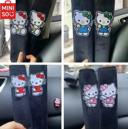 

MINISO Sanrio HelloKitty Car Seatbelt Protective Cover Anti-wear Cartoon Cinnamon Car Seat Belt Protective Cover Cute Decoration