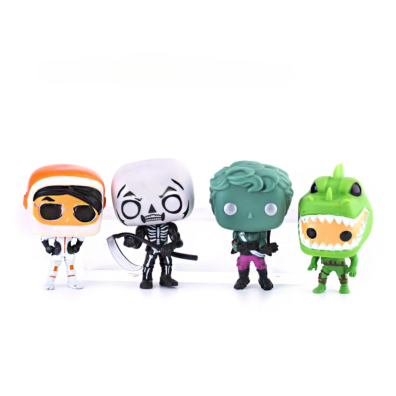 

4Pcs Set Fortnight Funkostyle The Fortress Night Skull Bright Bomber REX Vinyl Action Figure Collection Model Toys For kids Gift