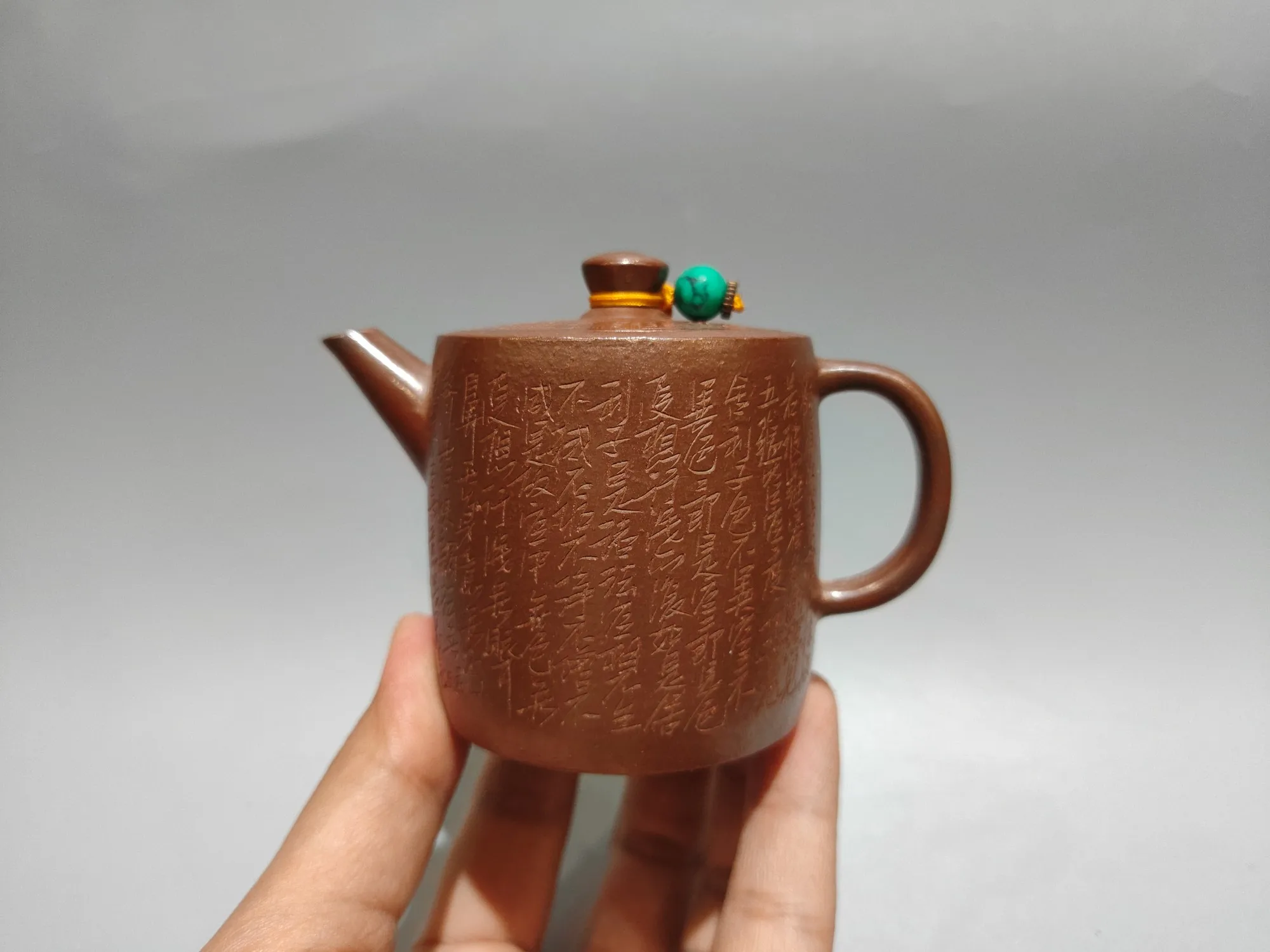 Chinese Yixing Purple Clay Teapot Diesel fired kiln transformation Mosaic Gem Cover Heart changing Scripture Pot E Teapot Flagon