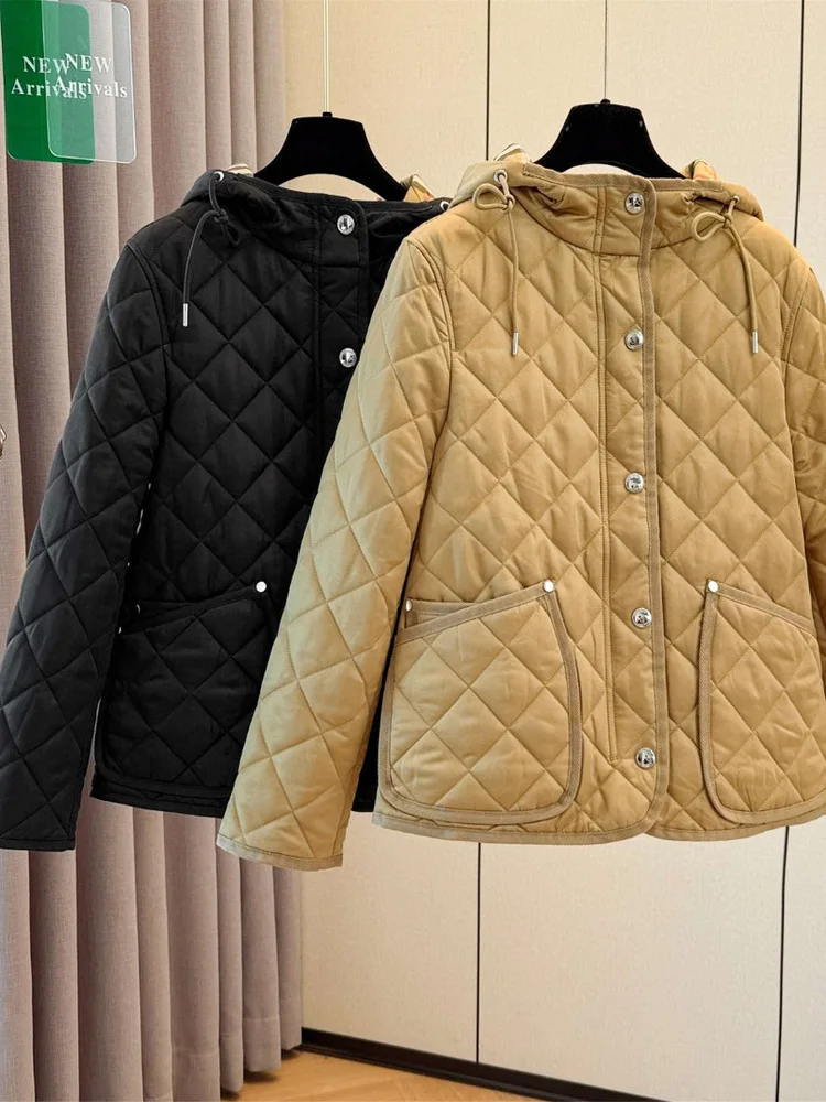 

Briti Sle Casual Hooded ort Cotton Jaet 2025 Autumn Winter New Women's Faion Versatile Long Sve Coat