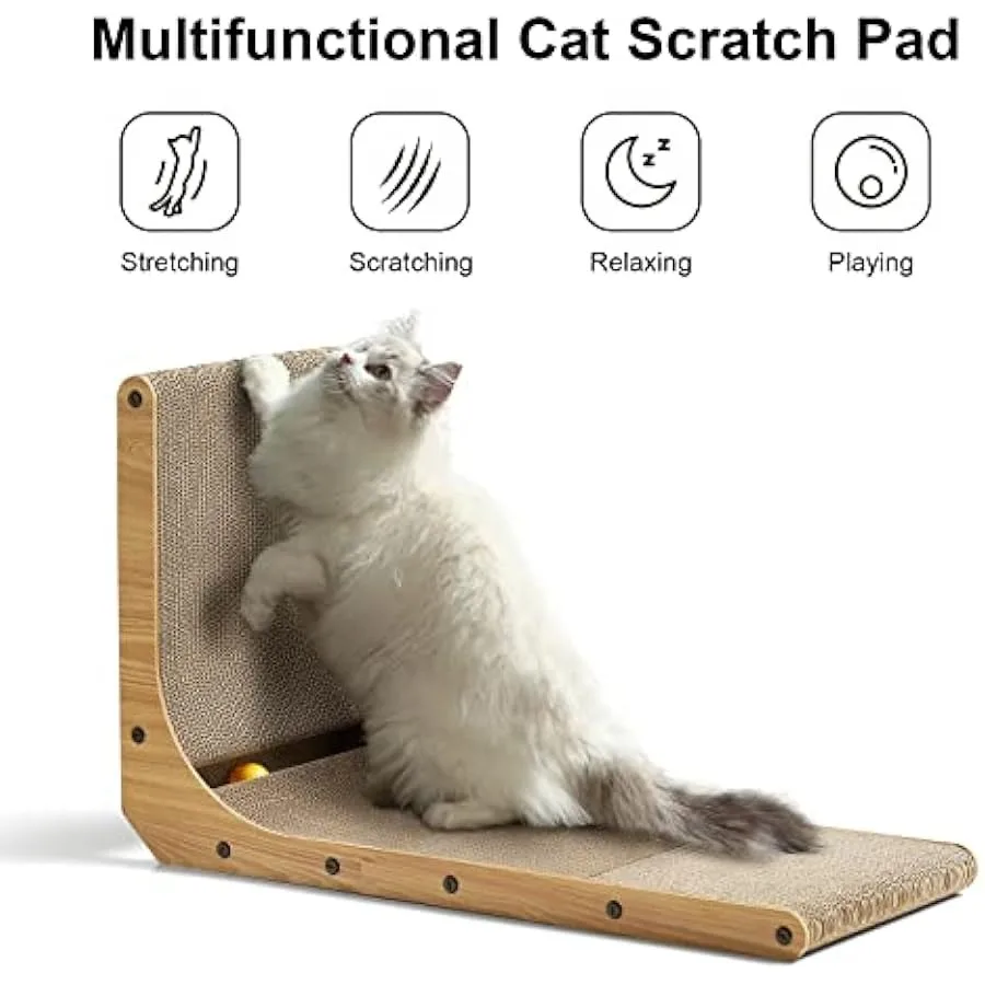 L Shape Cat Scratcher 26.8 Inch Wall Mounted Cat Scratch Pad with 5 PCS Scratching Boxes