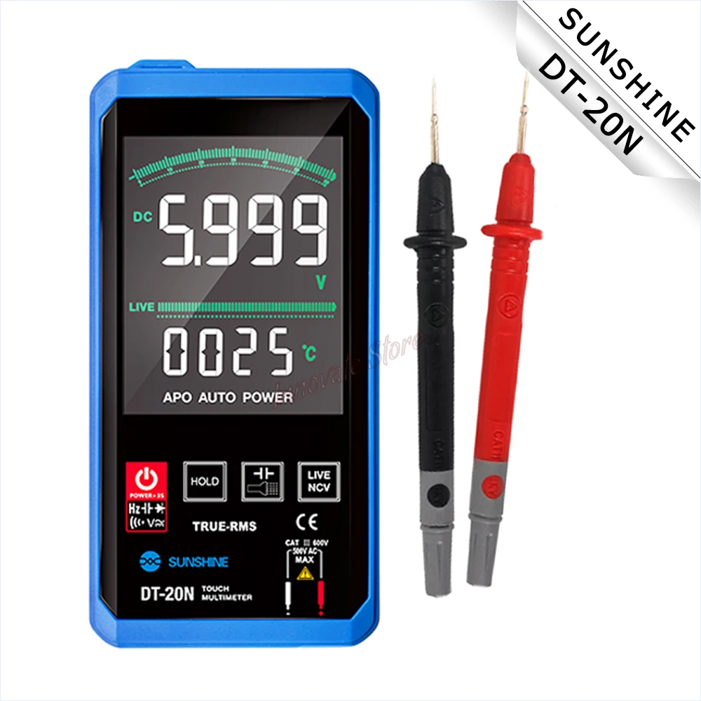 Multimeter DT-20N Touch Intelligent Thin 3.2-inch LCD HD Anti-burn AC DC Temperature Display Diode Fire Wire Frequency TEST Tool