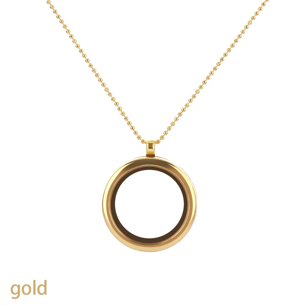Women Charms Crystal Locket Pendant  Round Glass Living Memory Floating Jewelry