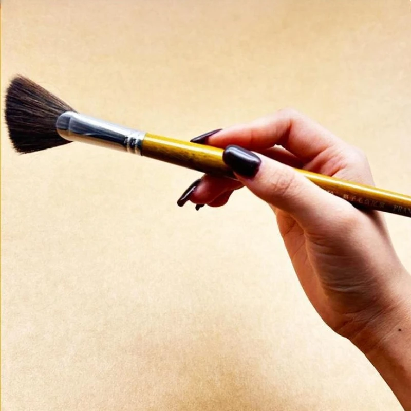 10Pcs Pottery Glaze Brushes Set Soft Fan-shaped Brushes with Long Wooden Handle for Ceramic Painting Coloring & Hydration - view 3