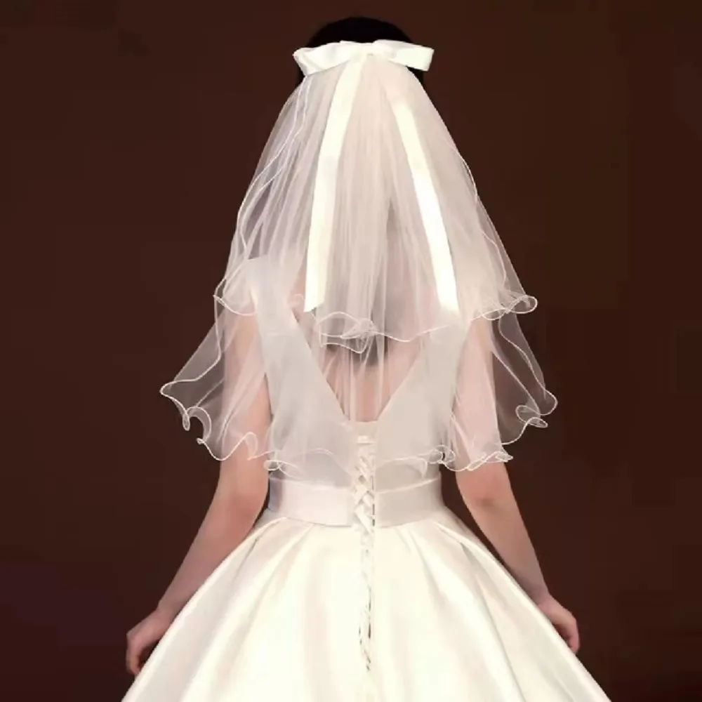 Hot Length 21.6inch Wedding Veil White Tulle with Hairpin Bridal Veils Headscarf Pearls Headwear Accessories Birthday