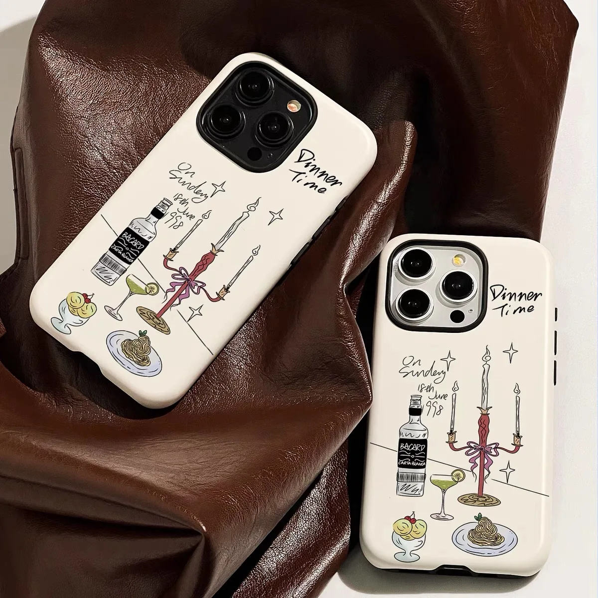 

Ins Milk White Candlelight Dinner Case for IPHONE 16PRO MAX 14 13 12 11 PRO Plus XR XS Acrylic TPU Two in One Mobile Phone Cases