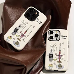 Ins Milk White Candlelight Dinner Case for IPHONE 16PRO MAX 14 13 12 11 PRO Plus XR XS Acrylic TPU Two in One Mobile Phone Cases